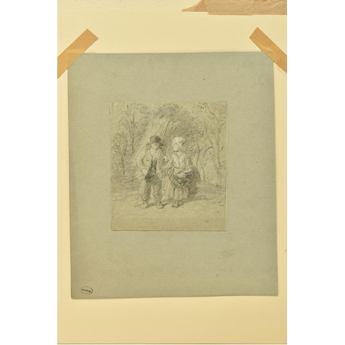 314 - GEORGE ROBERT LEWIS (1782-1871) TWO SKETCHES DEPICTING FIGURES, the first has a male figure holding ... 