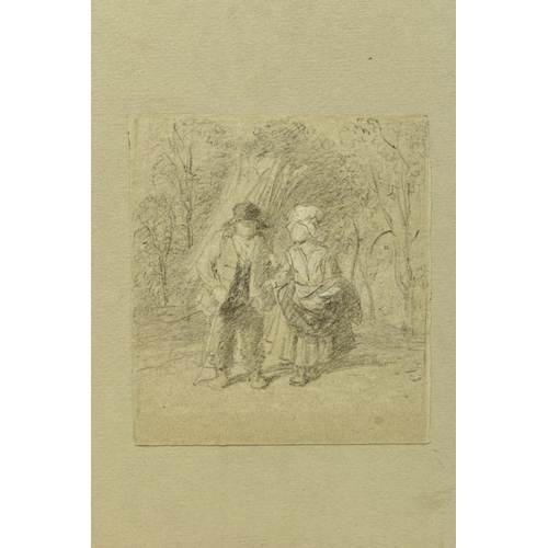 314 - GEORGE ROBERT LEWIS (1782-1871) TWO SKETCHES DEPICTING FIGURES, the first has a male figure holding ... 