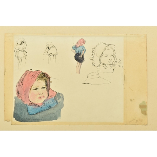 316 - ATTRIBUTED TO JAMES McBEY ( 1883-1959) A PAGE FROM A SKETCHBOOK, depicting sketches of children, uns... 