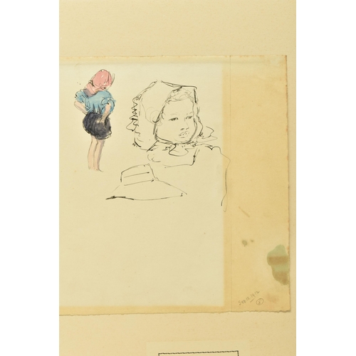 316 - ATTRIBUTED TO JAMES McBEY ( 1883-1959) A PAGE FROM A SKETCHBOOK, depicting sketches of children, uns... 