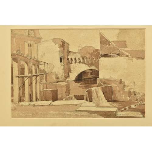 319 - CHARLES KNIGHT (1901-1990) 'THE OLD WALLS, VENDOME, FRANCE', a study of buildings, signed and dated ... 