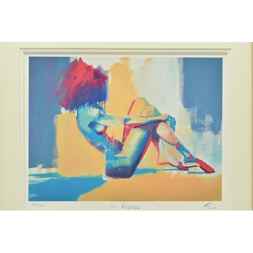 322 - TOBY MULLIGAN (BRITISH 1969) 'IN REPOSE', a signed limited edition print on paper depicting a colour... 