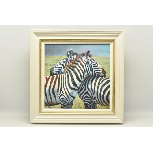 324 - TONY FORREST (BRITISH 1961) 'NEAREST AND DEAREST', a signed limited edition print on board of zebras... 