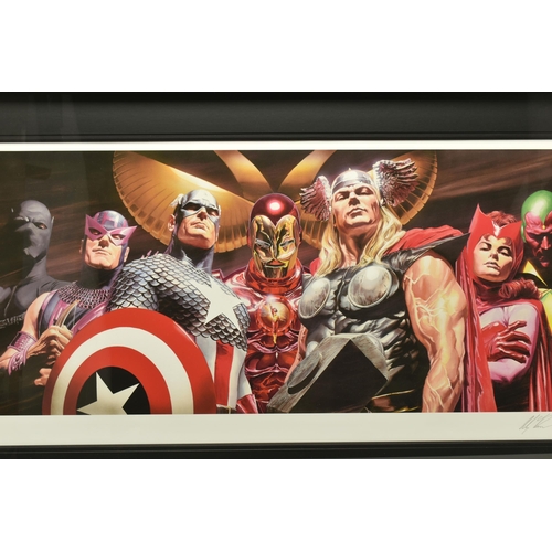 329 - ALEX ROSS FOR MARVEL COMICS 'ASSEMBLE', a signed limited print on paper, depicting Avengers Super He... 