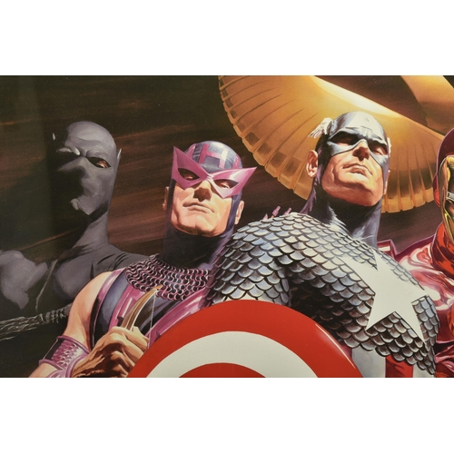 329 - ALEX ROSS FOR MARVEL COMICS 'ASSEMBLE', a signed limited print on paper, depicting Avengers Super He... 