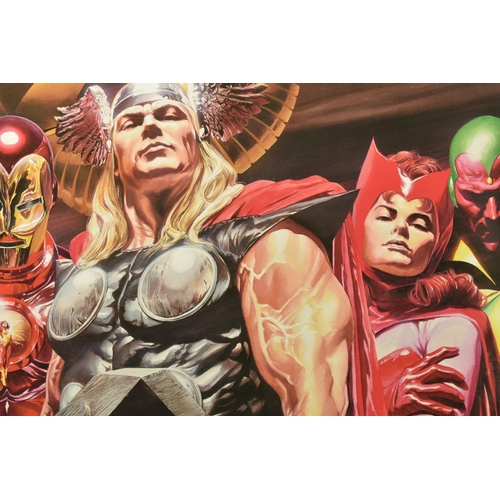 329 - ALEX ROSS FOR MARVEL COMICS 'ASSEMBLE', a signed limited print on paper, depicting Avengers Super He... 