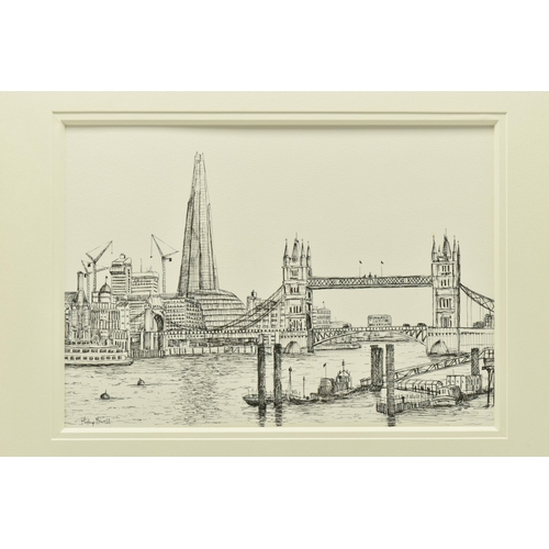 333 - PHILIP BISSELL (BRITISH 1952) 'TOWER BRIDGE AND THE SHARD II', a London skyline across the River Tha... 