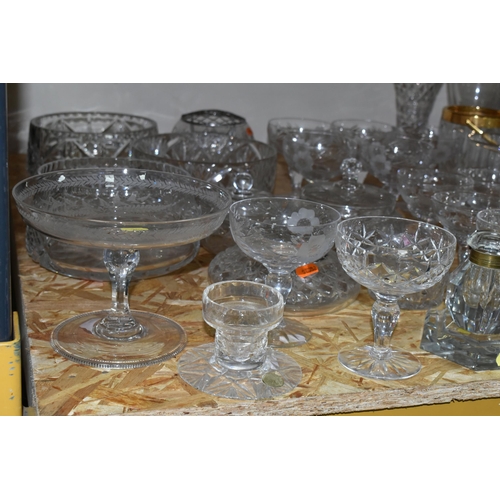 345 - A QUANTITY OF CUT CRYSTAL AND GLASSWARE, comprising a Georgian Crystal basket, two decanters, seven ... 