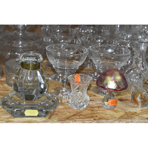 345 - A QUANTITY OF CUT CRYSTAL AND GLASSWARE, comprising a Georgian Crystal basket, two decanters, seven ... 