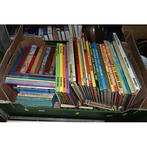 351 - THREE BOXES OF BOOKS, METALWARE AND FRAMED PICTURES, to include a 'Zabkowice Pollen' emerald green p... 