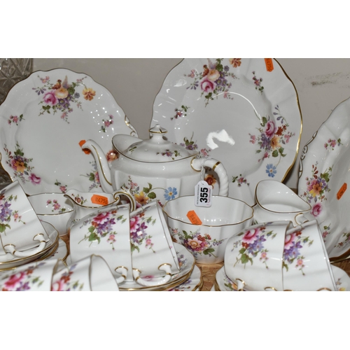 355 - A FIFTY EIGHT PIECE ROYAL CROWN DERBY 'DERBY POSIES' TEA SET AND GIFTWARES, comprising a teapot, two... 