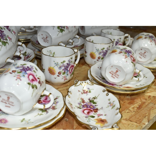 355 - A FIFTY EIGHT PIECE ROYAL CROWN DERBY 'DERBY POSIES' TEA SET AND GIFTWARES, comprising a teapot, two... 