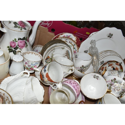 360 - FOUR BOXES OF CERAMICS AND GLASS WARES, to include a uranium glass fruit bowl, a pair of pale pink g... 