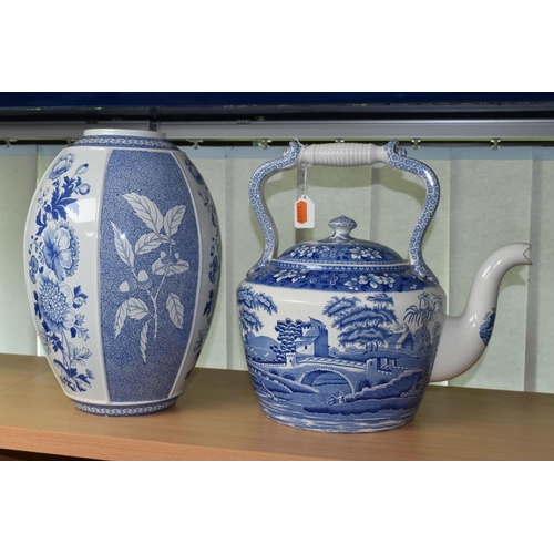 403 - A LARGE COPELAND 'SPODE'S TOWER' KETTLE AND A SPODE 'BRITISH FLOWERS' VASE, the latter a  limited ed... 