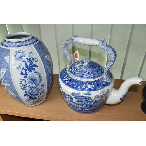 403 - A LARGE COPELAND 'SPODE'S TOWER' KETTLE AND A SPODE 'BRITISH FLOWERS' VASE, the latter a  limited ed... 