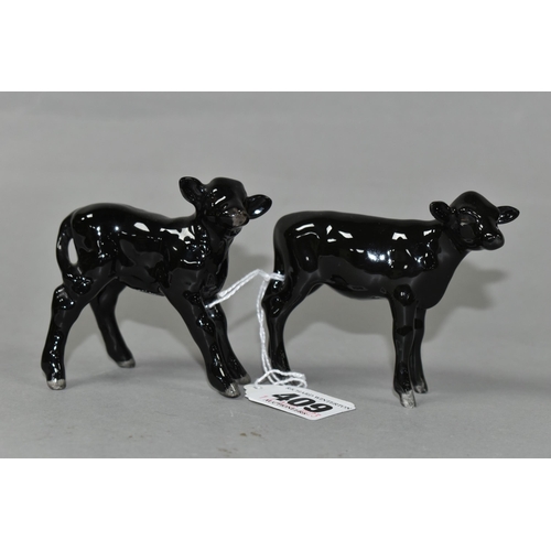 409 - TWO BESWICK ABERDEEN ANGUS CALVES, model numbers 1249F and 1406A (2) (Condition Report: good conditi... 