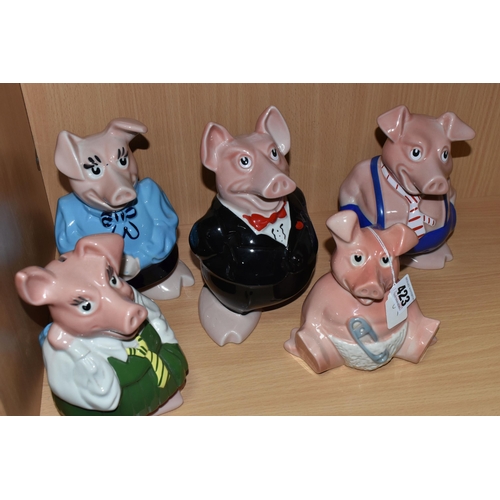 423 - FIVE WADE NAT WEST PIGGY BANKS, comprising Woody, Annabel, Maxwell, Sir Nathaniel and Lady Hilary (5... 