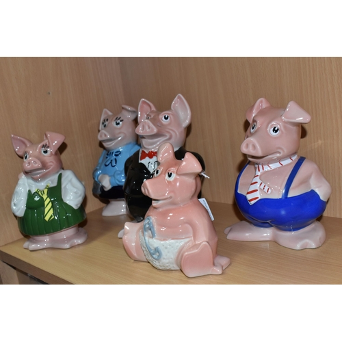 423 - FIVE WADE NAT WEST PIGGY BANKS, comprising Woody, Annabel, Maxwell, Sir Nathaniel and Lady Hilary (5... 