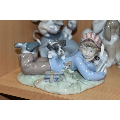 438 - THREE LLADRO FIGURES, comprising Boy with Dog no 4522, sculptor Vicente Martinez, issued 1970-1998, ... 