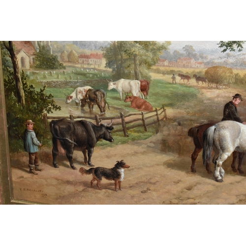 294 - ATTRIBUTED TO EDWARD BENJAMIN HERBERTE (ACTIVE CIRCA 1857-1898) A SCENE OUTSIDE A VILLAGE PUBLIC HOU... 