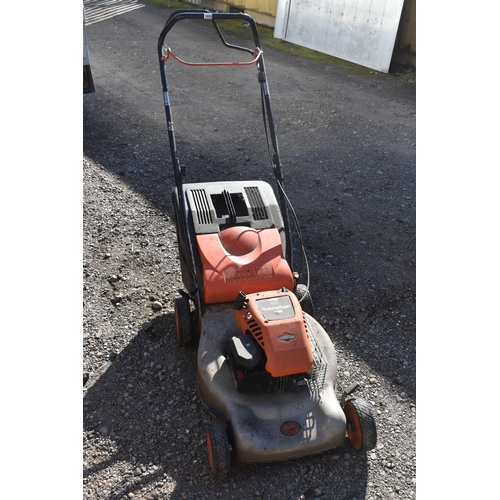 1028 - A FLYMO QUICKSILVER 40 PETROL LAWNMOWER, with grass box (condition - engine pulls but then goes stif... 