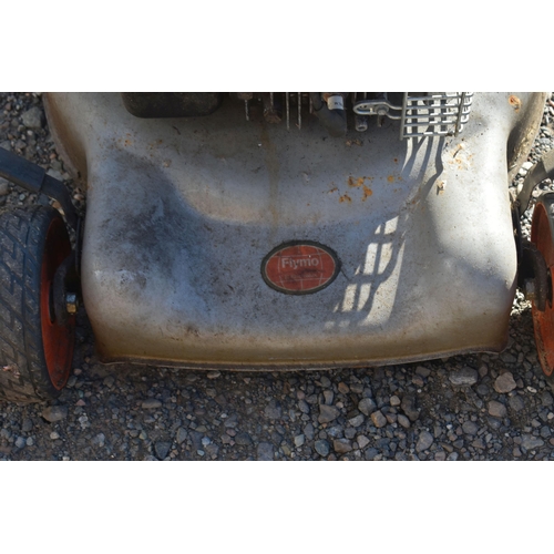 1028 - A FLYMO QUICKSILVER 40 PETROL LAWNMOWER, with grass box (condition - engine pulls but then goes stif... 