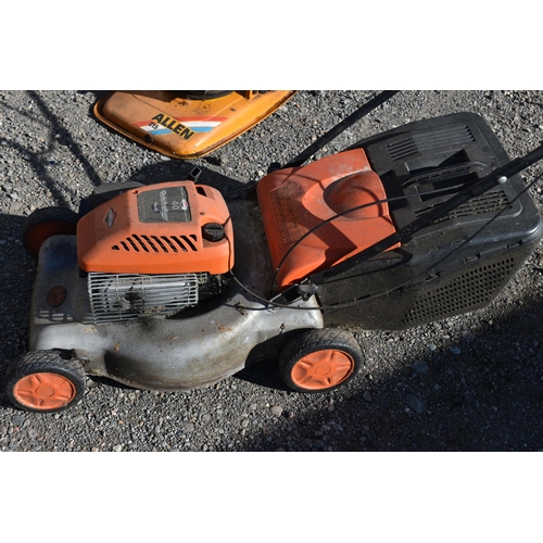 1028 - A FLYMO QUICKSILVER 40 PETROL LAWNMOWER, with grass box (condition - engine pulls but then goes stif... 