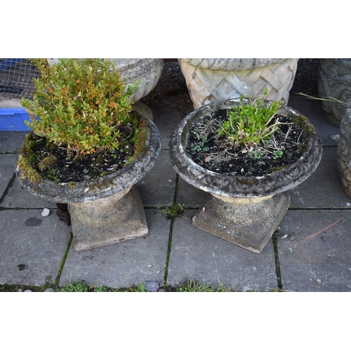 1030 - A PAIR OF COMPOSITE CAMPAGNA URNS, diameter 53cm x height 42cm (condition - one with a cracked plint... 