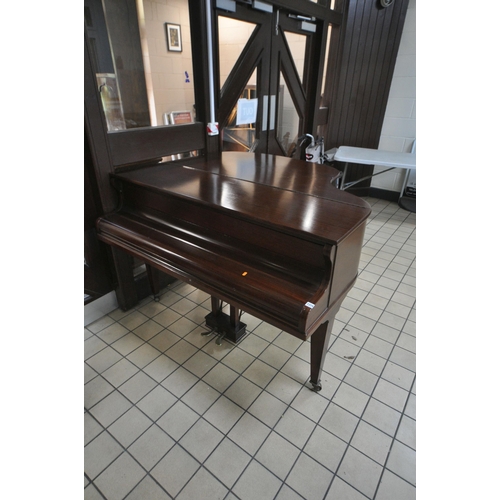 1315 - A SPENCER MAHOGANY BABY GRAND PIANO, serial number 87704, on square tapered legs and brass caps and ... 