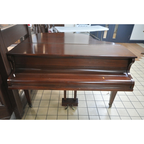 1315 - A SPENCER MAHOGANY BABY GRAND PIANO, serial number 87704, on square tapered legs and brass caps and ... 