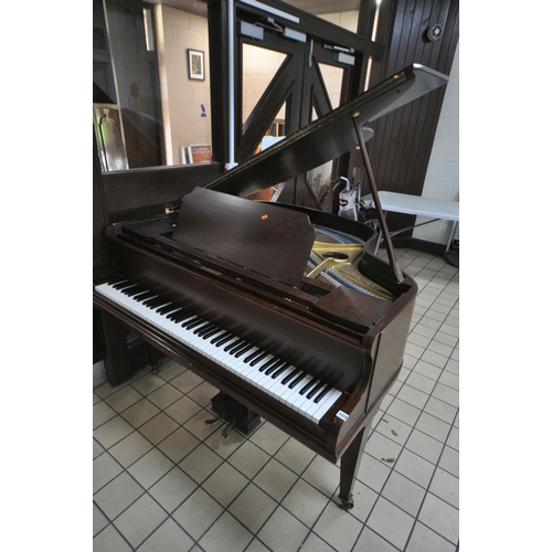 1315 - A SPENCER MAHOGANY BABY GRAND PIANO, serial number 87704, on square tapered legs and brass caps and ... 