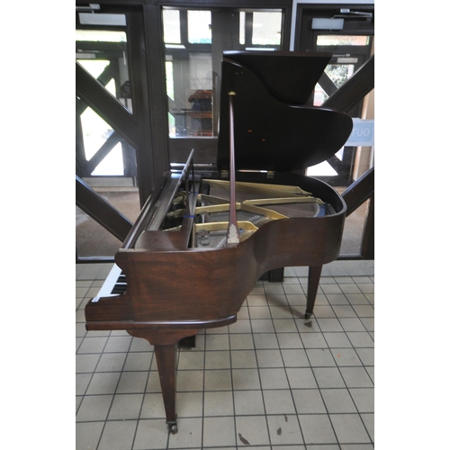 1315 - A SPENCER MAHOGANY BABY GRAND PIANO, serial number 87704, on square tapered legs and brass caps and ... 