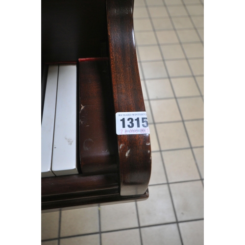 1315 - A SPENCER MAHOGANY BABY GRAND PIANO, serial number 87704, on square tapered legs and brass caps and ... 