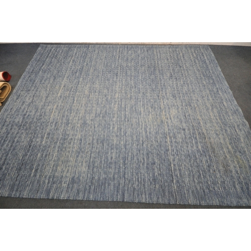 1319 - A LARGE MODERN NOURISON BLUE RUG, 320cm x 244cm, a modern cream rug, and a floral carpet runner (con... 