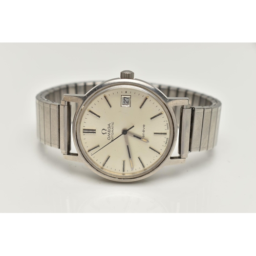 25 - A GENTS 'OMEGA AUTOMATIC GENEVE' WRISTWATCH, round silver dial signed 'Omega Automatic, Geneve', bat... 