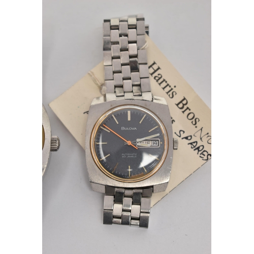 66 - TWO GENTS AUTOMATIC WRISTWATCHES, the first a Tissot automatic T. 12, round navy blue and silver str... 