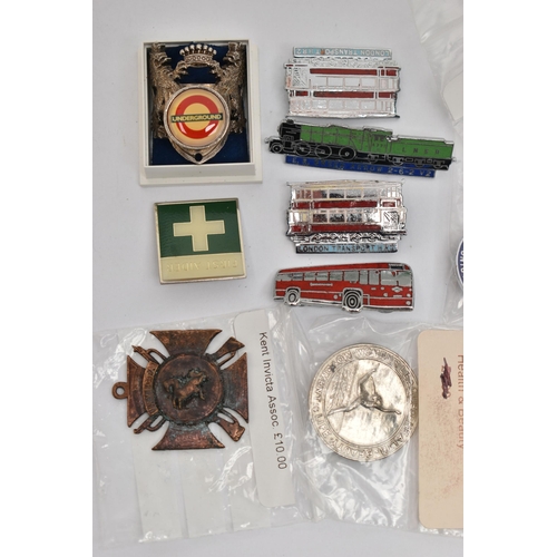 74 - A SELECTION OF FIFTEEN ENAMEL BADGES, to include train and bus badges, YMCA, Womens's Gas Council et... 