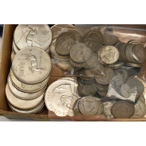 131 - A VANITY CASE CONTAINING COINS AND MEDALS, to include lots of items with a South Africa influence wi... 