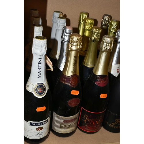 286 - ALCOHOL, A Mixed Collection  containing sixteen assorted sparkling Wines (Asti's, Cava's, etc) and t... 