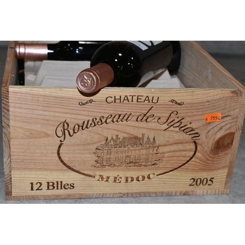 292 - WINE, one opened case containing eight bottles of CHATEAU ROUSSEAU DE SIPIAN 2005 Medoc