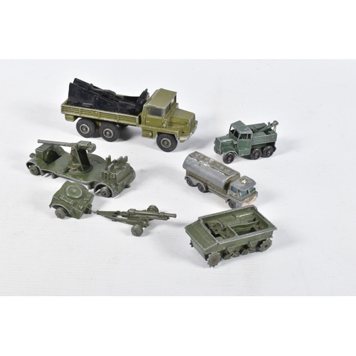 15 - A QUANTITY OF UNBOXED AND ASSORTED PLAYWORN MAINLY DINKY MILITARY AND T.V. RELATED VEHICLES, to incl... 