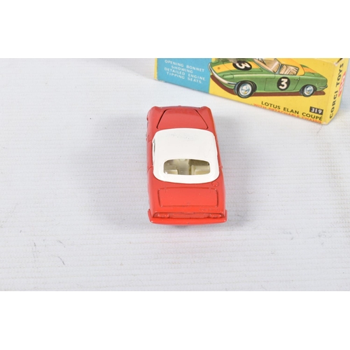 16 - A BOXED CORGI TOYS LOTUS ELAN S2 HARDTOP COUPE MODEL VEHICLE, No.319, red body with white hardtop an... 