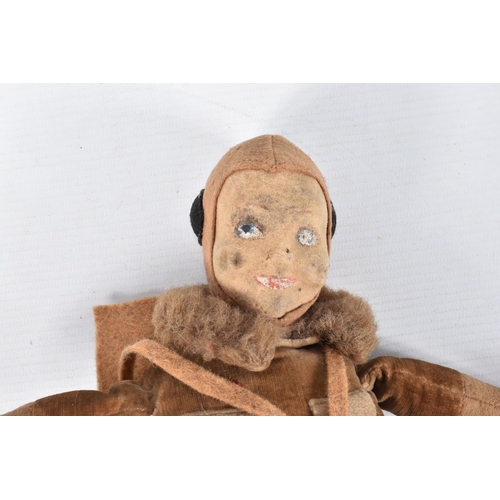 17 - A NORAH WELLINGS 'HARRY THE HAWK' R.A.F. AIRMAN DOLL, wearing a flying suit with wool collar, flying... 