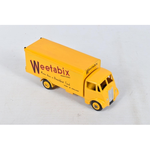 26 - FIVE UNBOXED AND ASSORTED DINKY TOYS GUY LORRIES AND VANS, all have been modified, rebuilt and/or re... 