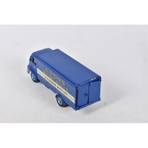 26 - FIVE UNBOXED AND ASSORTED DINKY TOYS GUY LORRIES AND VANS, all have been modified, rebuilt and/or re... 