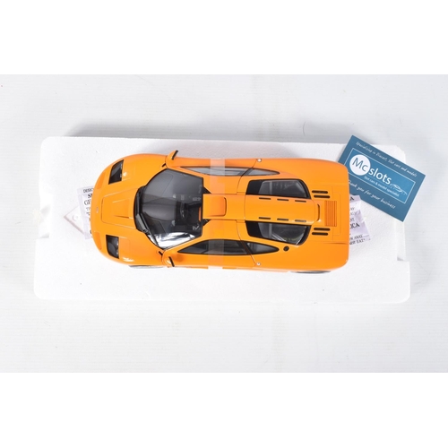 3 - A BOXED MINICHAMPS MCLAREN F1 ROAD CAR 1994 1:18 MODEL VEHICLE, numbered 530 133421, painted orange,... 