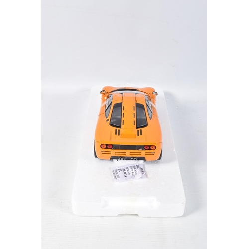 3 - A BOXED MINICHAMPS MCLAREN F1 ROAD CAR 1994 1:18 MODEL VEHICLE, numbered 530 133421, painted orange,... 