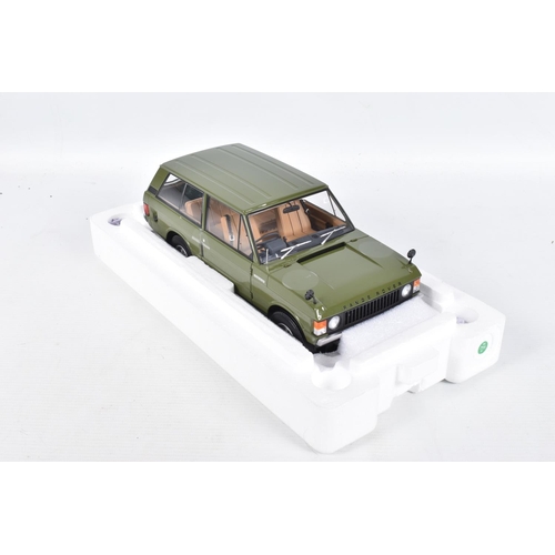 36 - A BOXED ALMOST REAL LAND ROVER RANGE ROVER 1970 SCALE 1:18 MODEL VEHICLE, numbered 810105, painted g... 