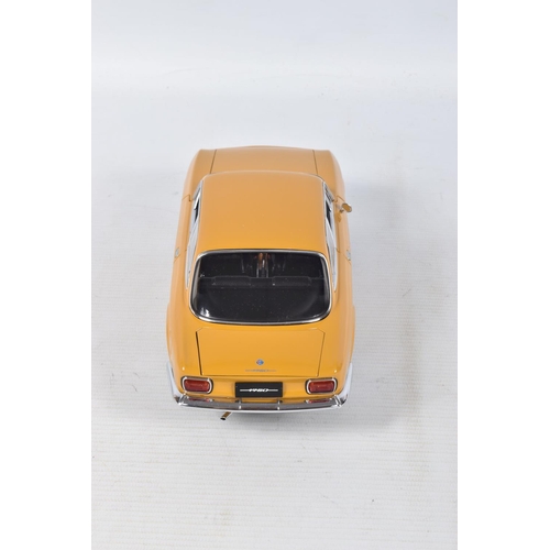 44 - A BOXED AUTOART ALFA ROMEO 1750 GTV SCALE 1:18 MODEL VEHICLE, numbered 70108, painted mustard yellow... 