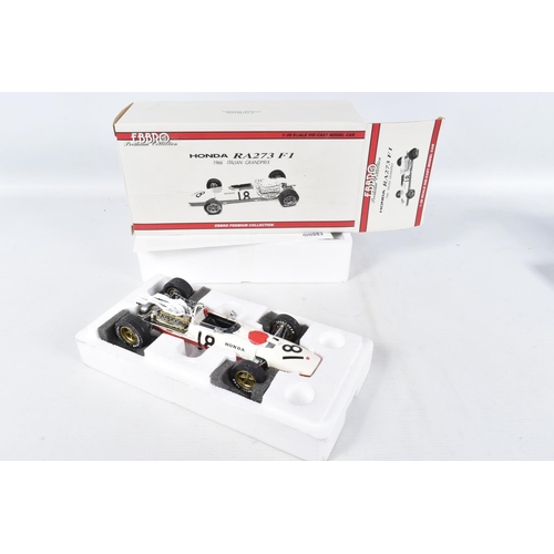 45 - TWO BOXED EBBRO HONDA RA273 F1 1966 ITALIAN GRANDPRIX AND HONDA F1 RA301 1968 MEXICO GP BOTH SCALE 1... 